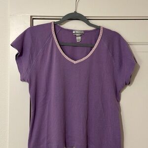 Women's Purple V-Neck Top